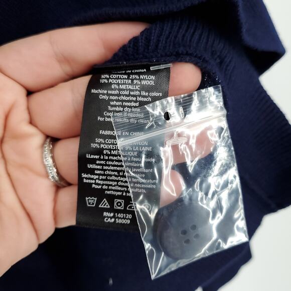 Stella & Dot Navy Zebra Side Button Sweater Small NWT - Picture 8 of 9